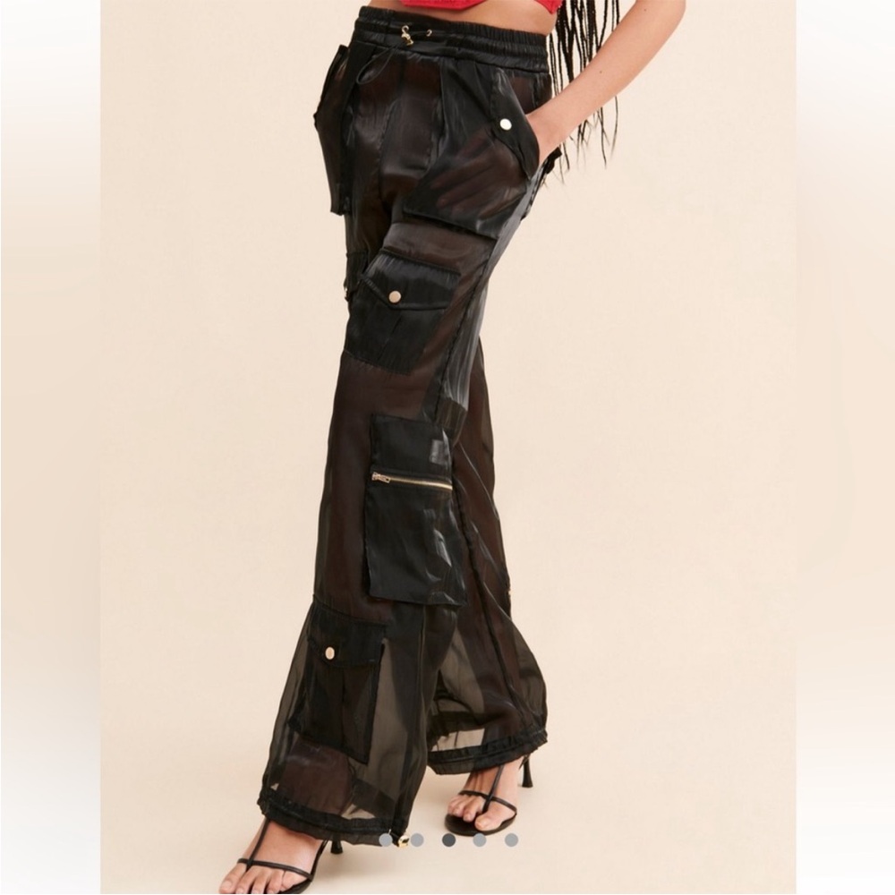 Black Cargo Track Pants
